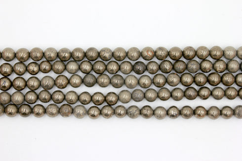 Pyrite Gemstone Beads, 8mm, Round